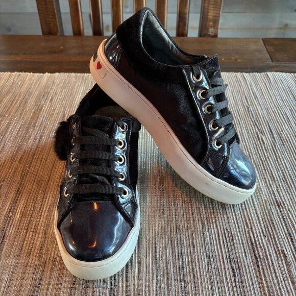 LOVE MOSCHINO | Women's Black Velvet Puffy & Sequin Heart Sneakers Size … - Picture 2 of 9